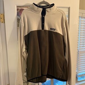 Lands' End Men's Colorblock Sweater - Cream and Green